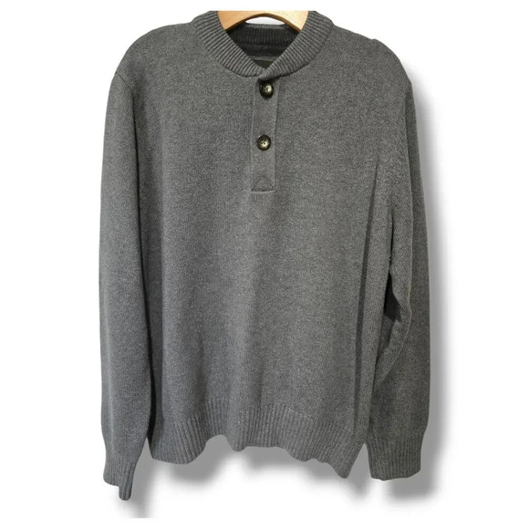 Eddie Bauer men's gray 3/4 button front long sleeves sweater -large - Picture 1 of 10